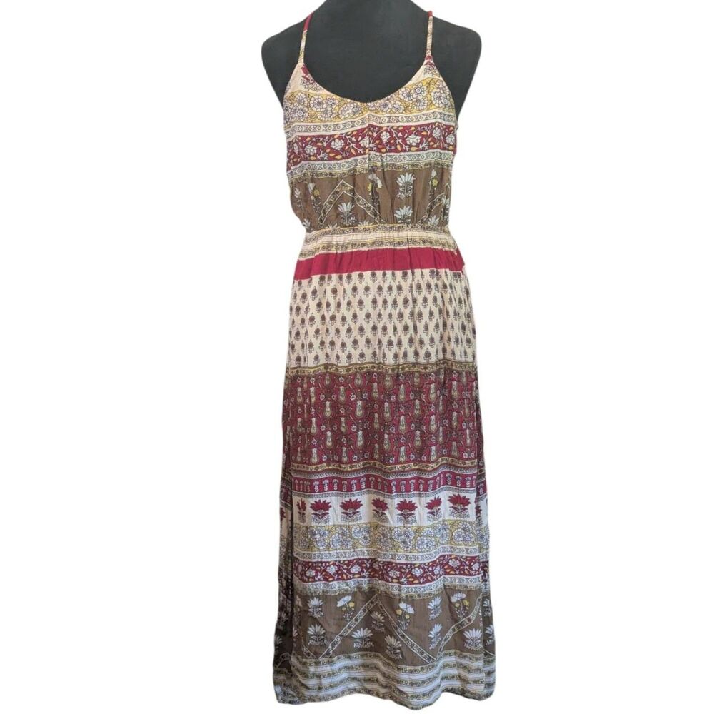 Alloy Apparel Boho Floral Mixed Print Rayon Maxi Dress Size M